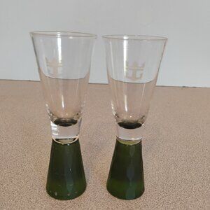 Royal Carribean Dining Vintage shot Glasses, Green, set of 2